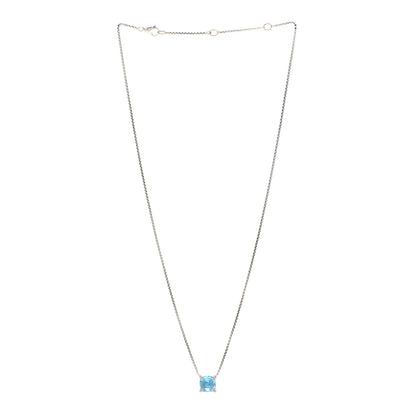 David Yurman Sterling Silver Diamond Blue Topaz 9mm Petite Chatelaine Pendant Necklace 3 of 4
