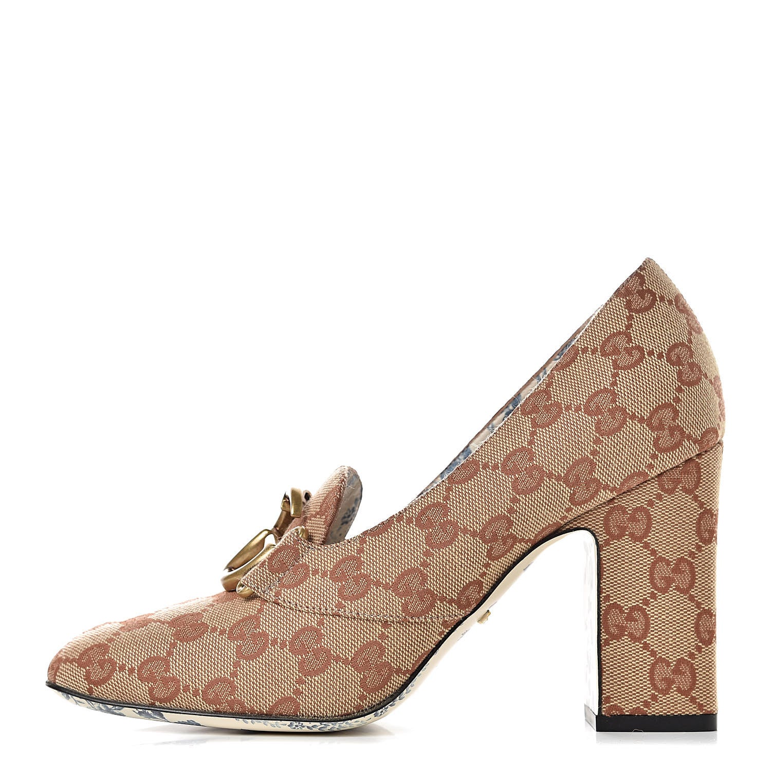 Gucci Monogram GG Victoire 95mm Loafer Pumps 38 Beige Ruggine 1 of 9