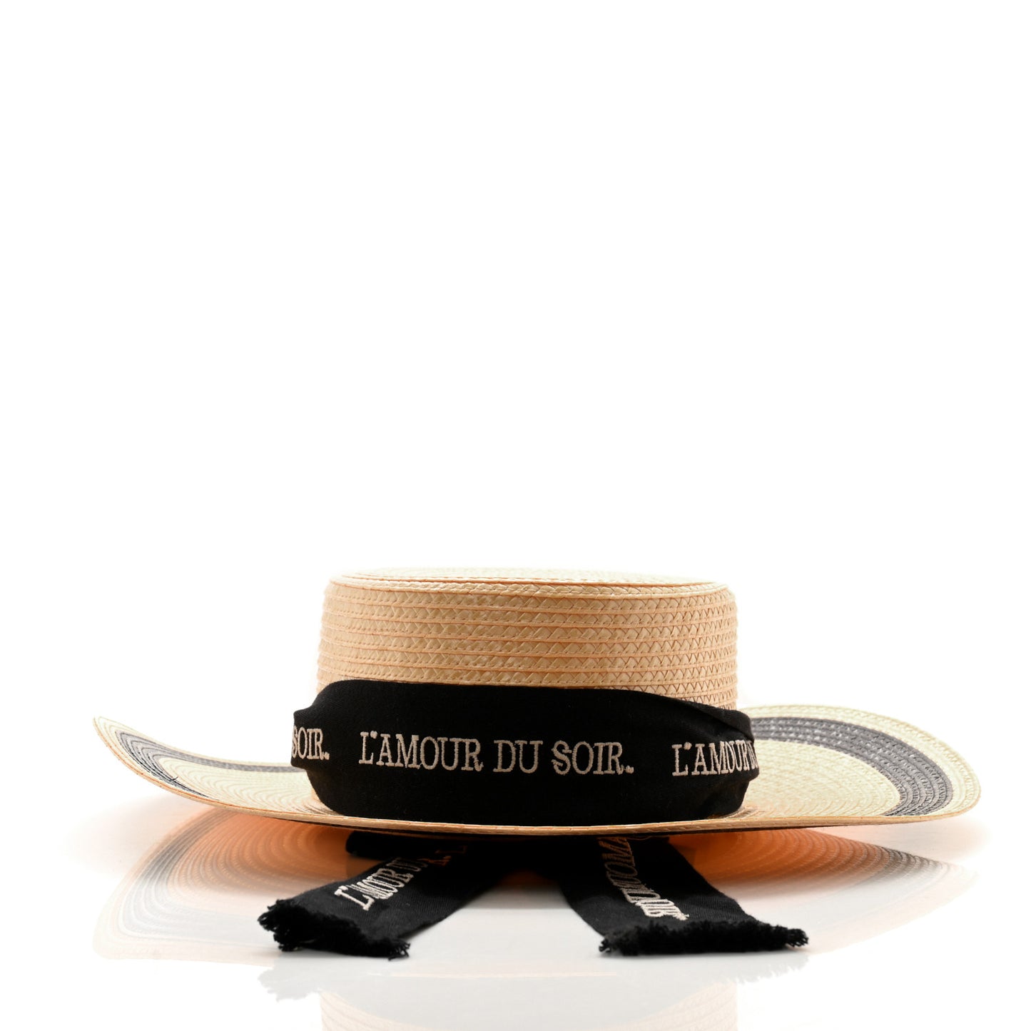 Raffia L'amour Du Soir Sun Hat S Ivory Black
