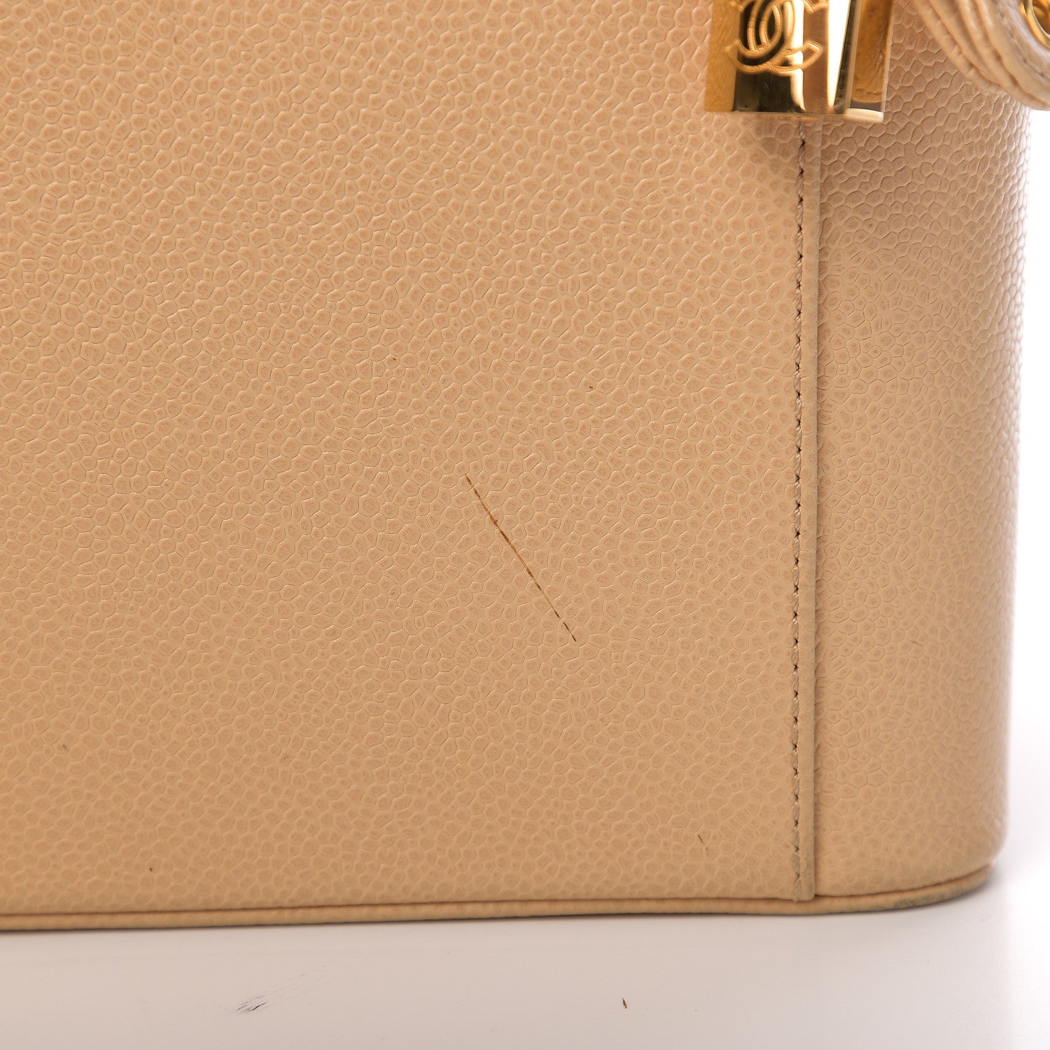 Chanel Caviar CC Vanity Train Case Beige 14 of 21