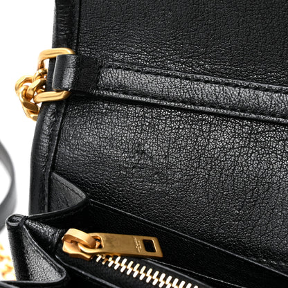 Saint Laurent Lambskin Diamond Quilted Becky Chain Wallet Black 11 of 13