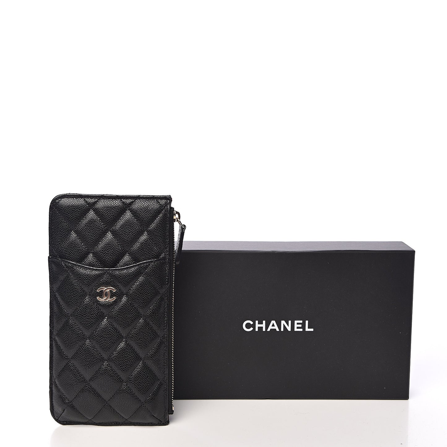 Caviar Quilted Classic Flat Wallet Pouch Black