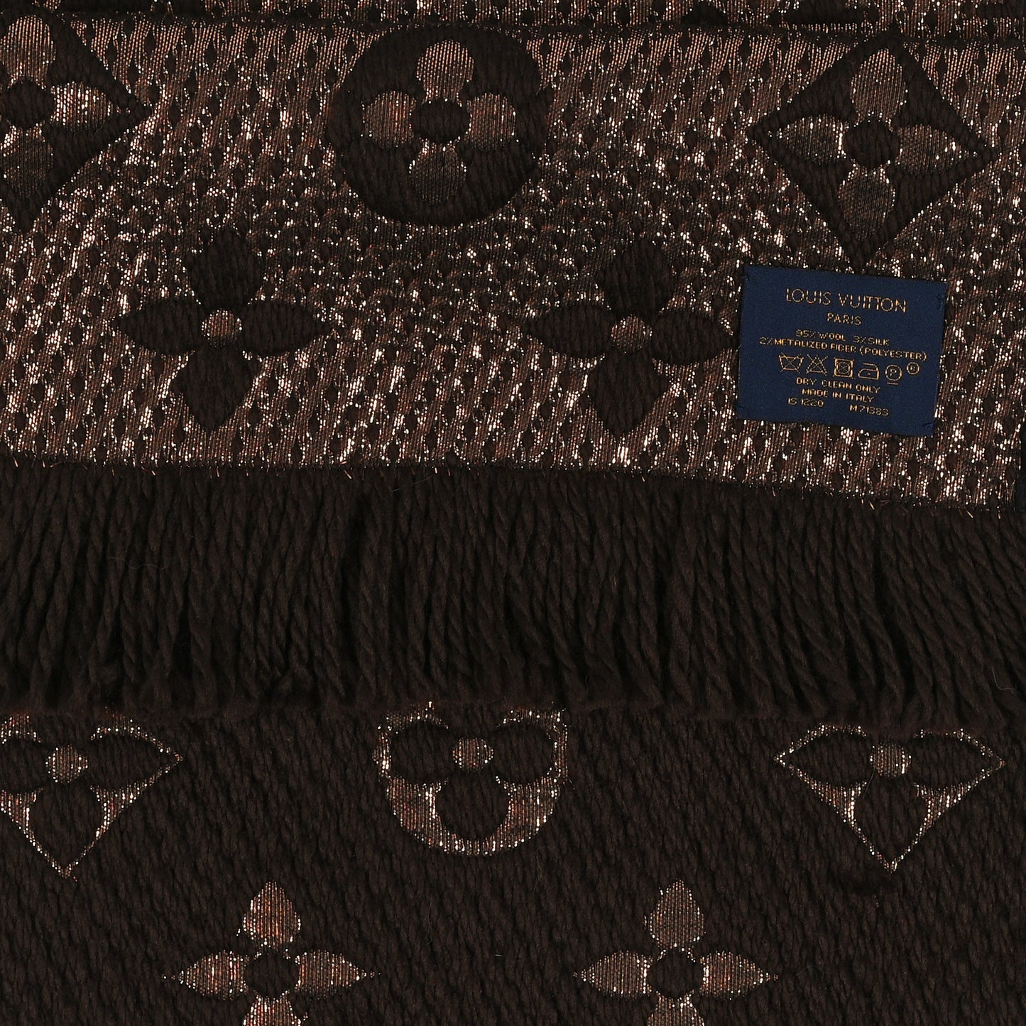 Wool Silk Logomania Shine Scarf Marron