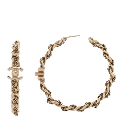Chanel Metal CC Turnlock Chain Hoop Earrings Gold 1 of 4