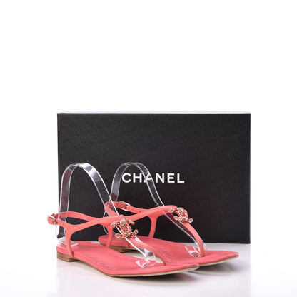 Chanel Lambskin Chain CC Thong Sandals 39.5 Pink 14 of 14
