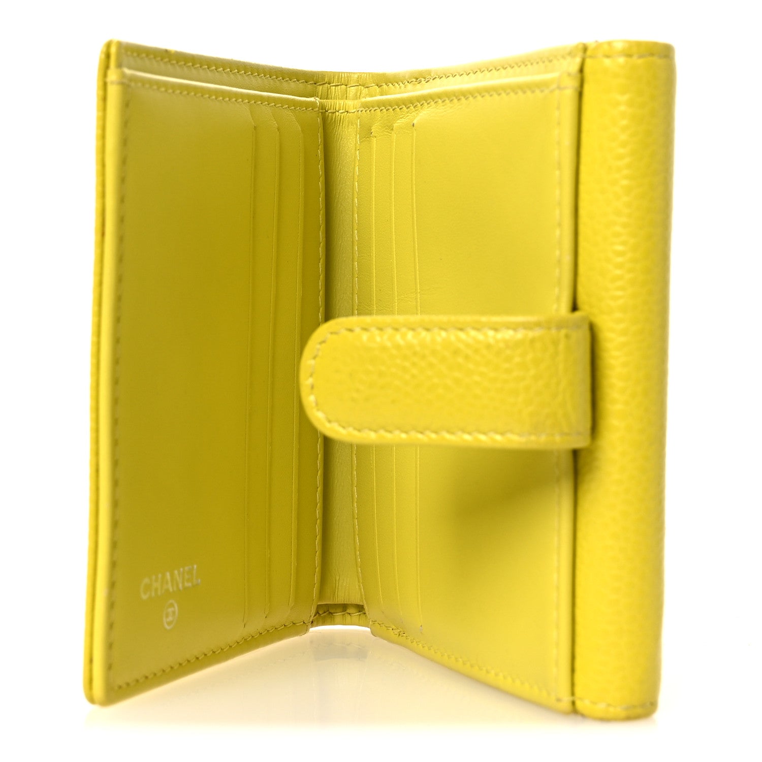 Chanel Caviar Timeless CC Compact French Wallet Yellow 5 of 9