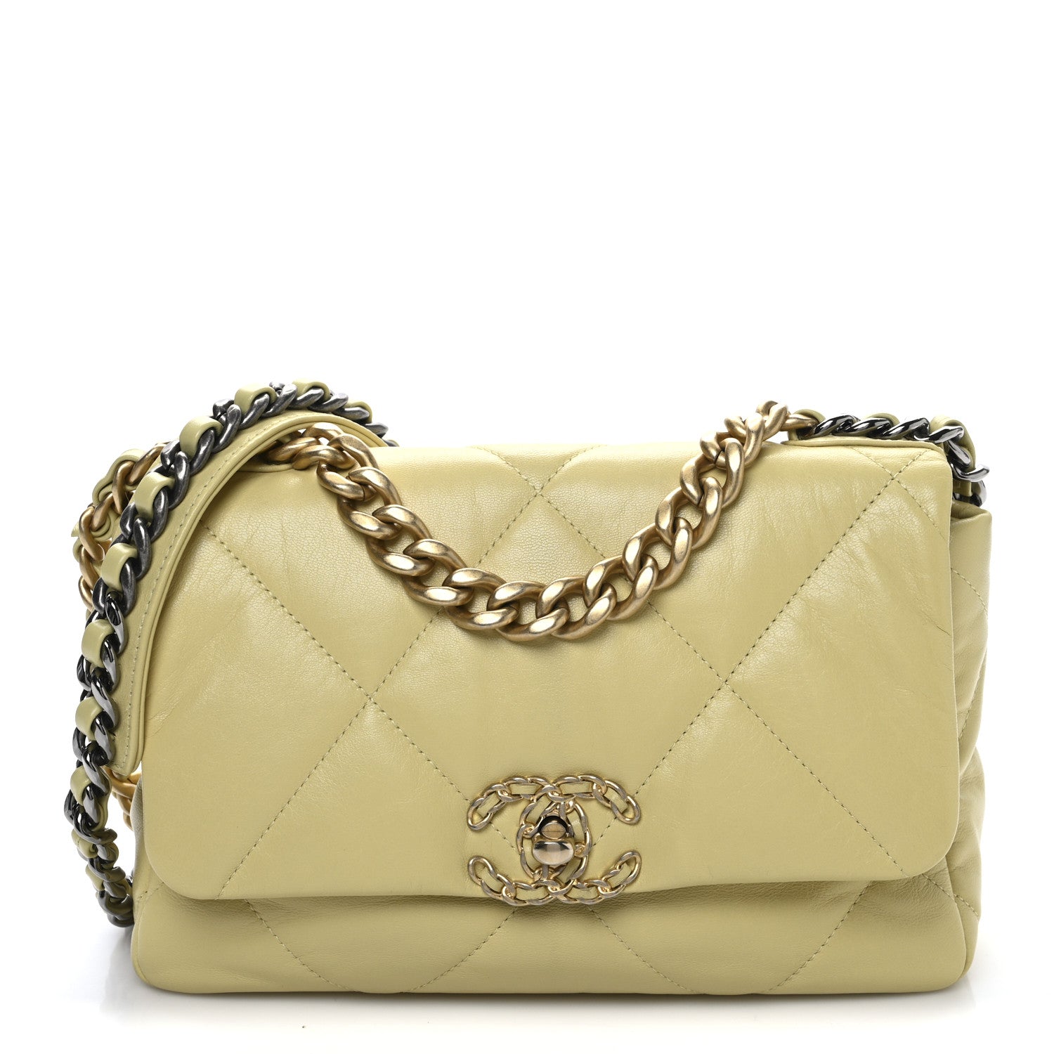 Chanel Lambskin Quilted Medium Chanel 19 Flap Yellow 1 of 13