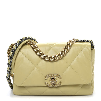 Chanel Lambskin Quilted Medium Chanel 19 Flap Yellow 1 of 13
