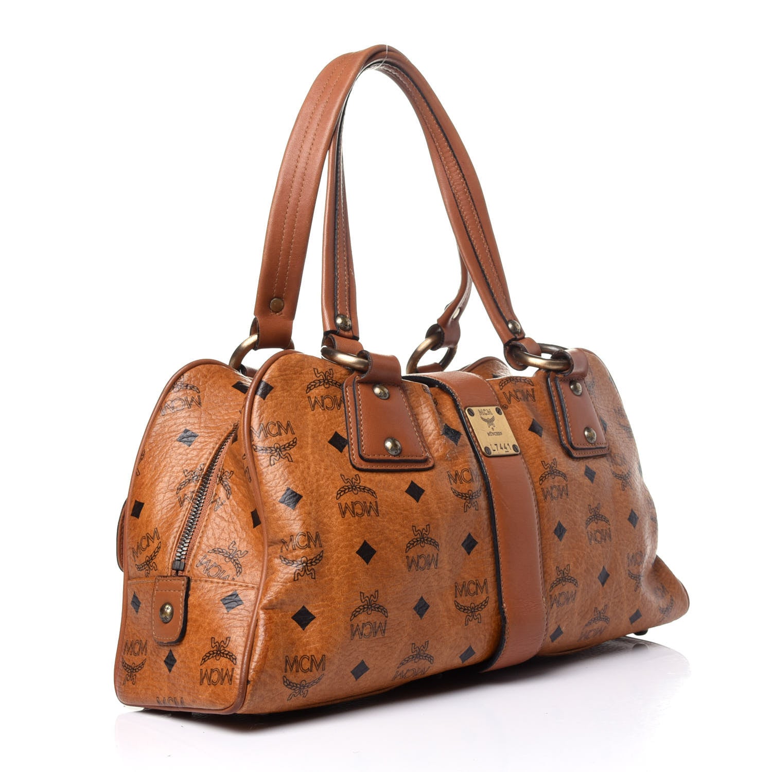 MCM Visetos Satchel Cognac 3 of 12