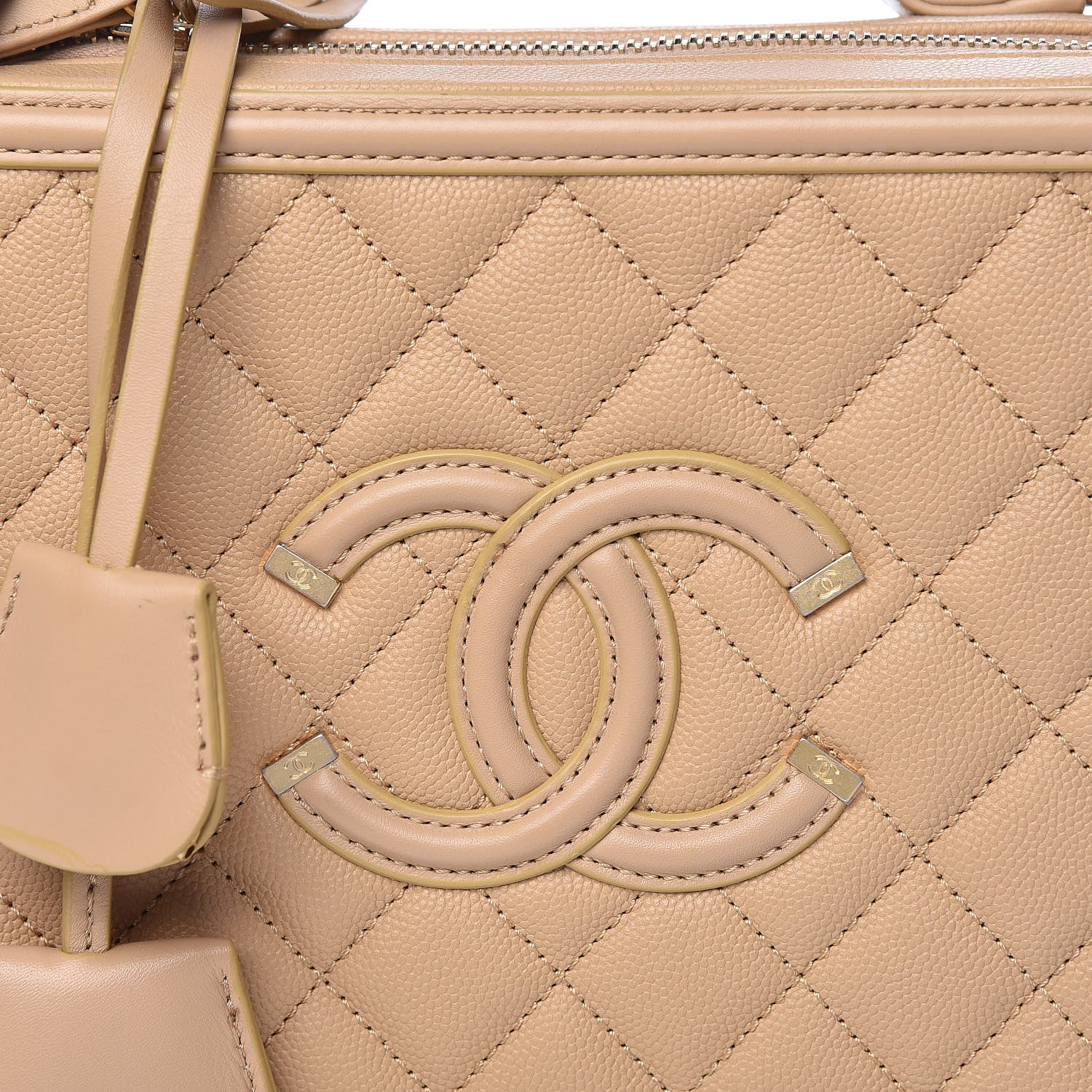 Chanel Caviar Quilted Medium CC Filigree Vanity Case Beige 11 of 17