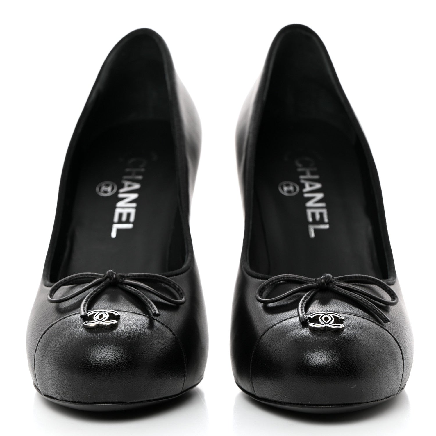 Chanel Lambskin Cap Toe CC Pumps 37 Black 2 of 9