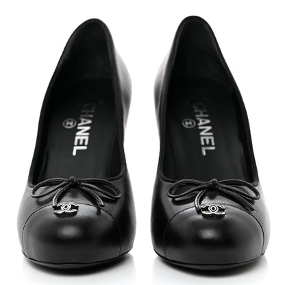 Chanel Lambskin Cap Toe CC Pumps 37 Black 2 of 9