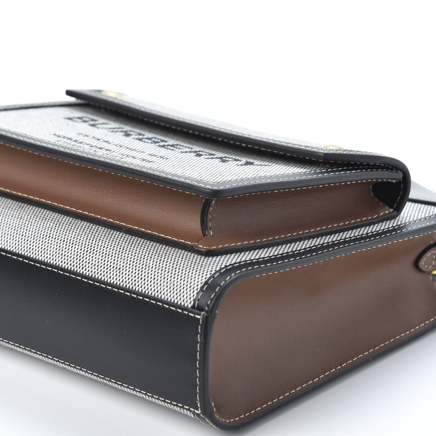 Smooth Calfskin Canvas Two Tone Mini Pocket Bag Black Tan