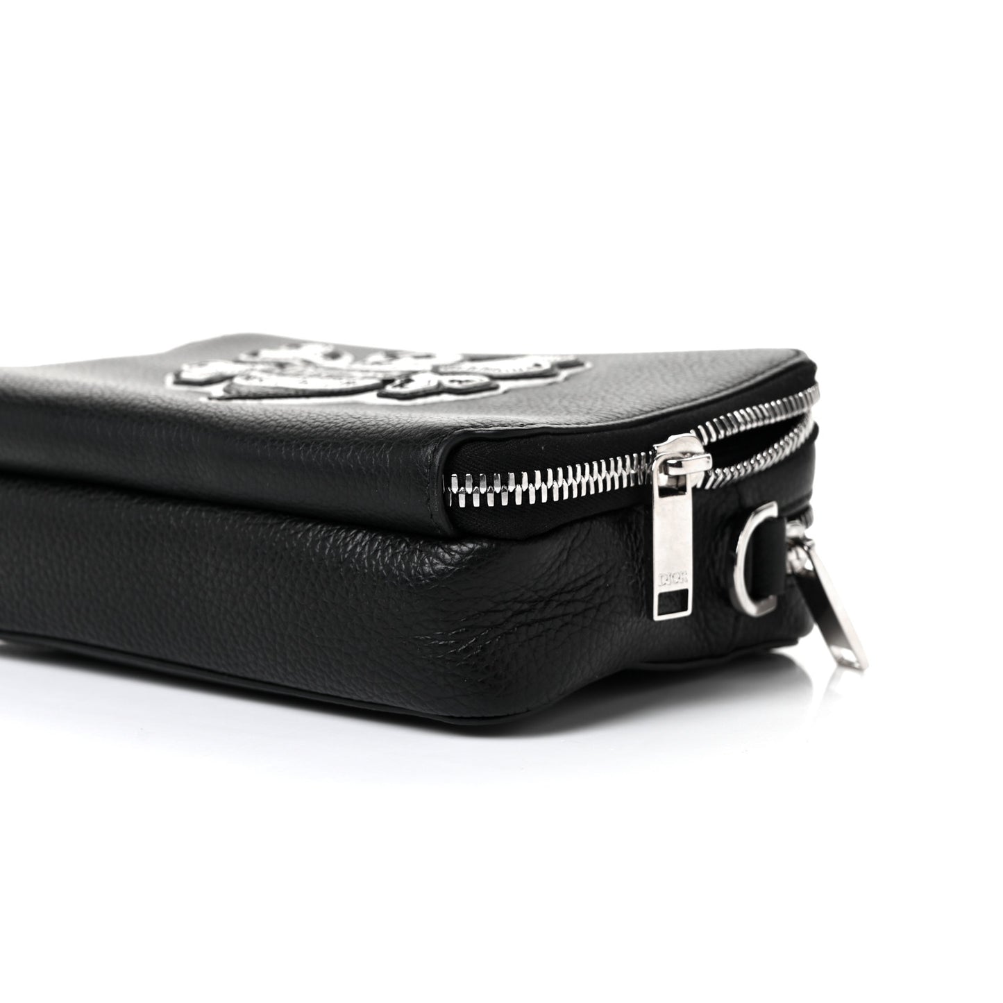 X SHAWN STUSSY Grained Calfskin Double Zip Crossbody Pouch Black