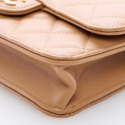 Chanel Lambskin Quilted Flap Phone Holder With Chain Beige 10 of 10