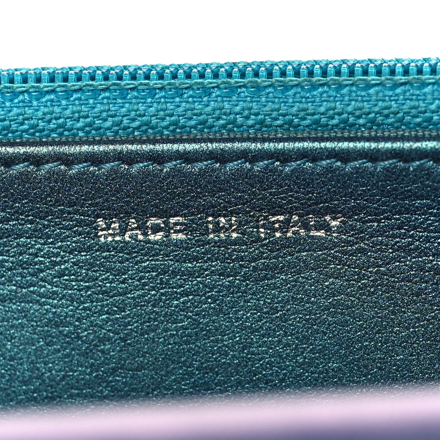 Chanel Metallic Lambskin Wallet On Chain WOC Turquoise 6 of 10