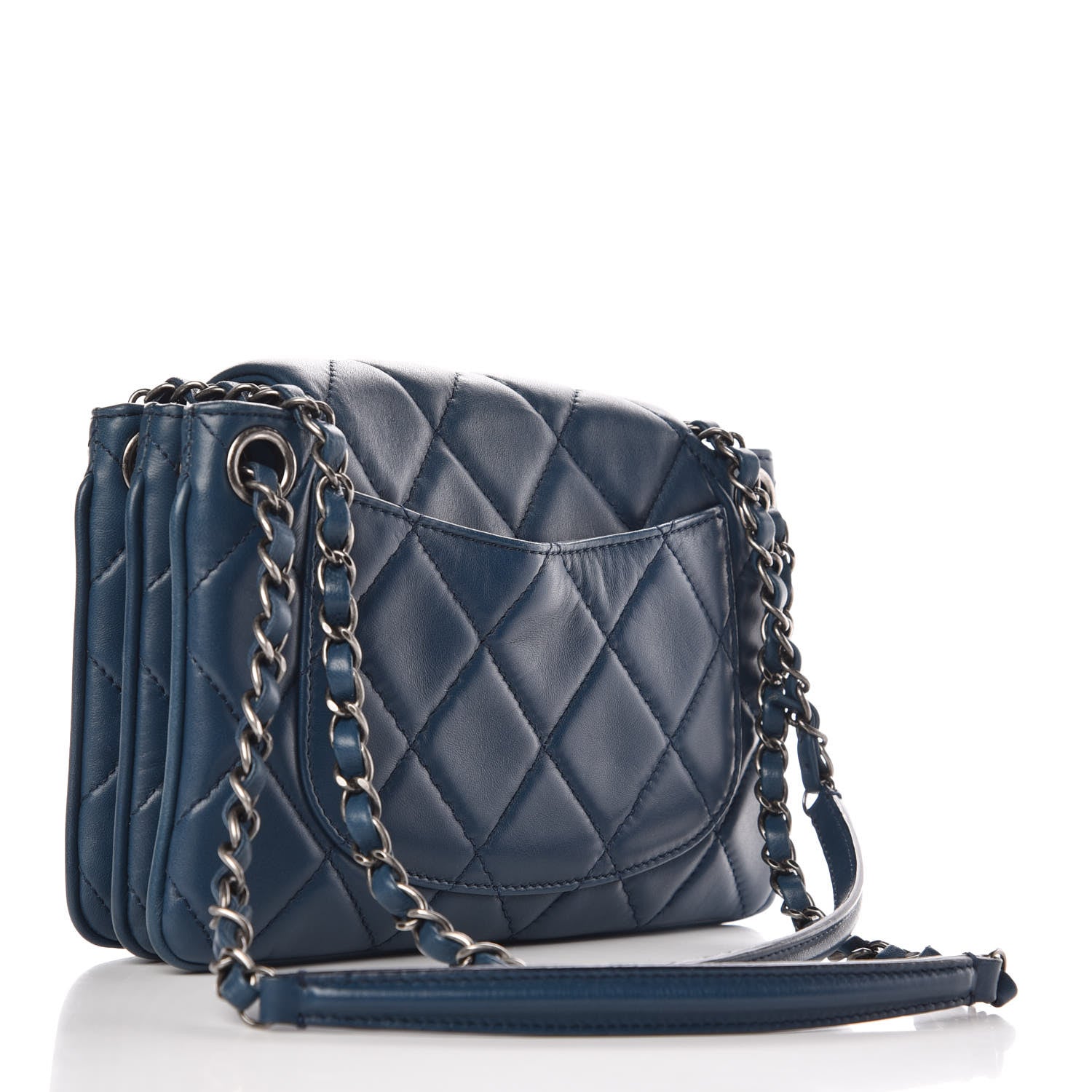 Chanel Lambskin Quilted Accordion Flap Dark Blue 3 of 8