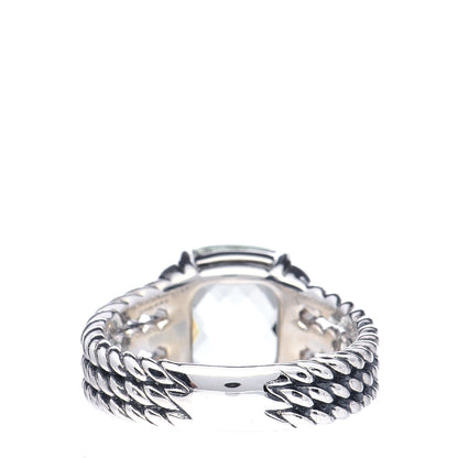 David Yurman Sterling Silver Diamond Prasiolite 10mm Petite Wheaton Ring 50 5.5 3 of 6