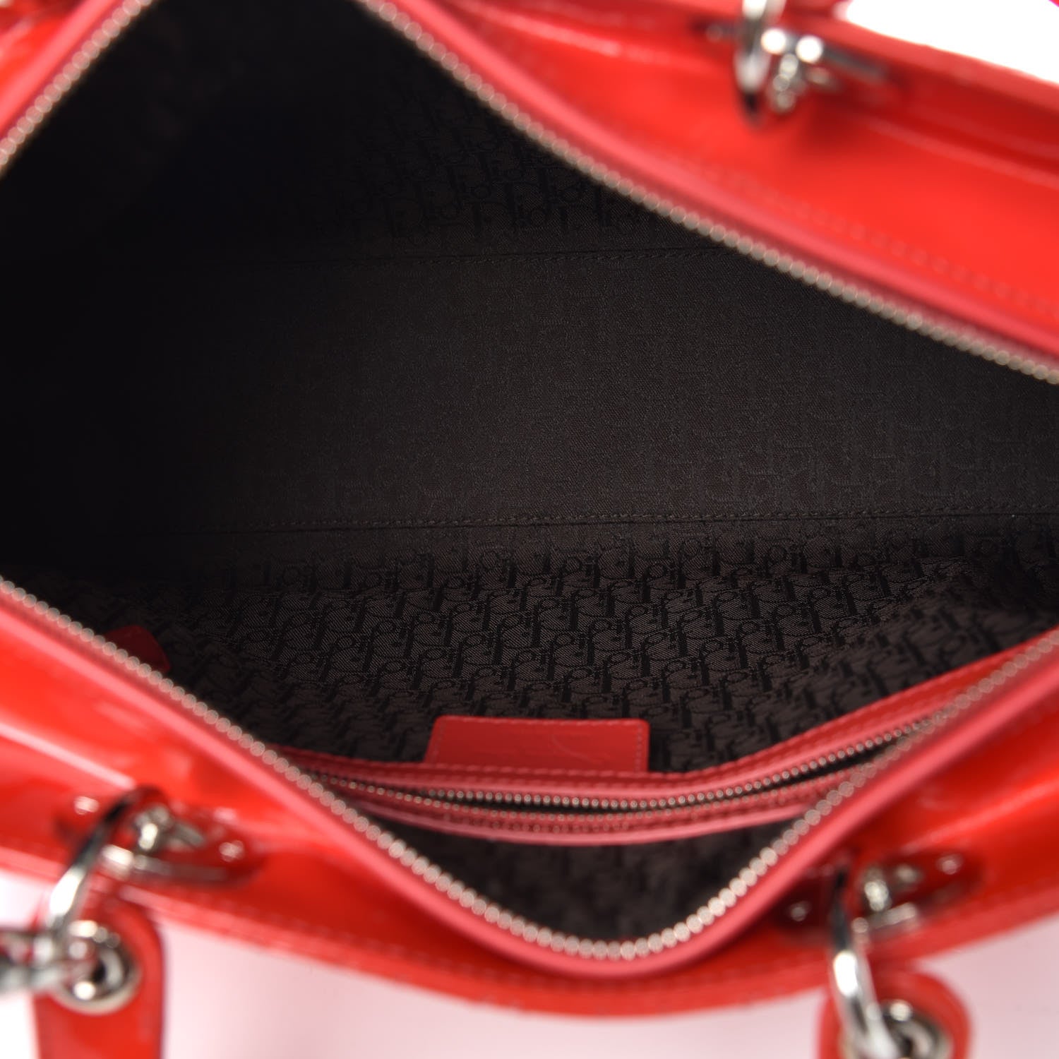 Christian Dior Patent Cannage Large Lady Dior Red 7 of 14