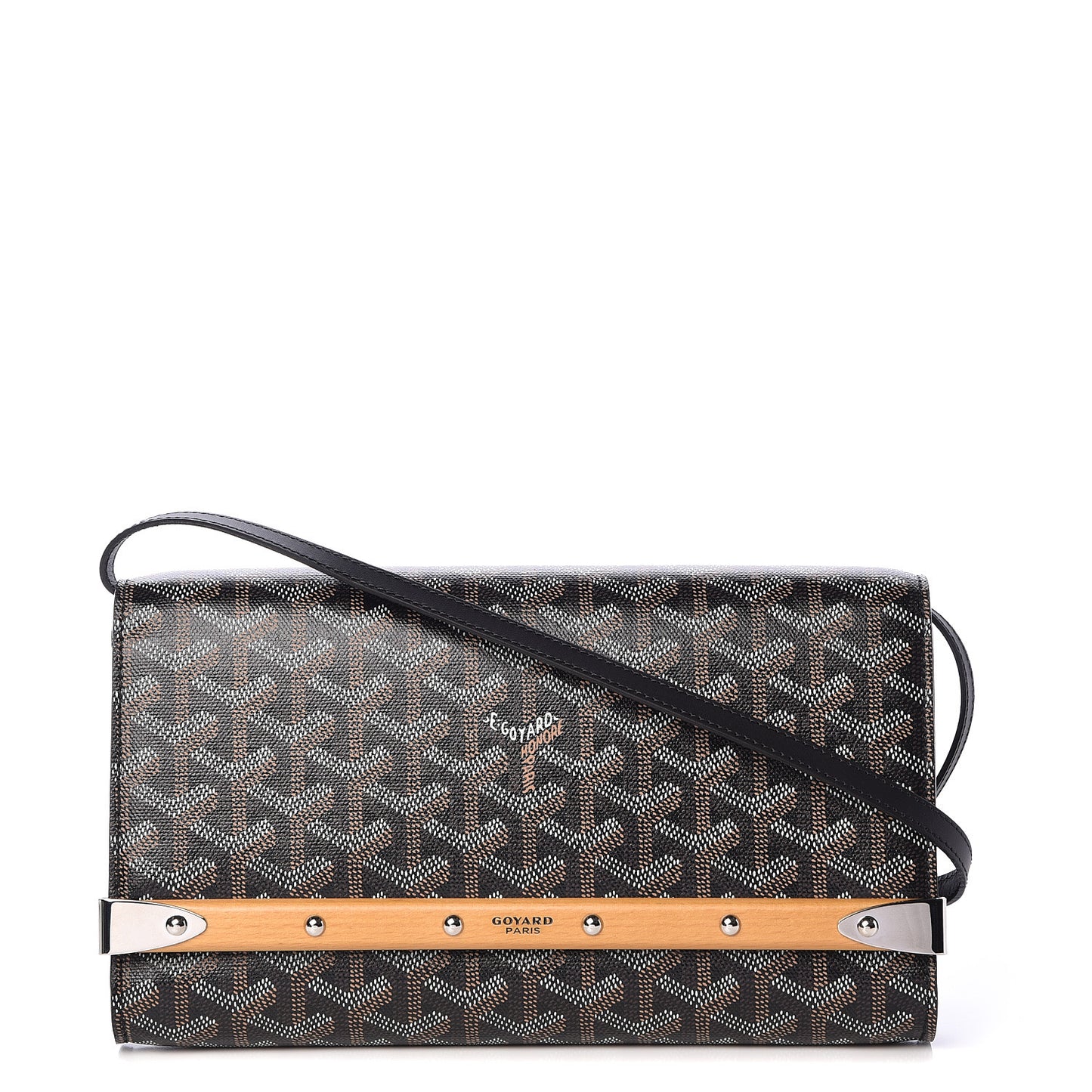 Goyardine Monte Carlo Bois Clutch With Strap Black
