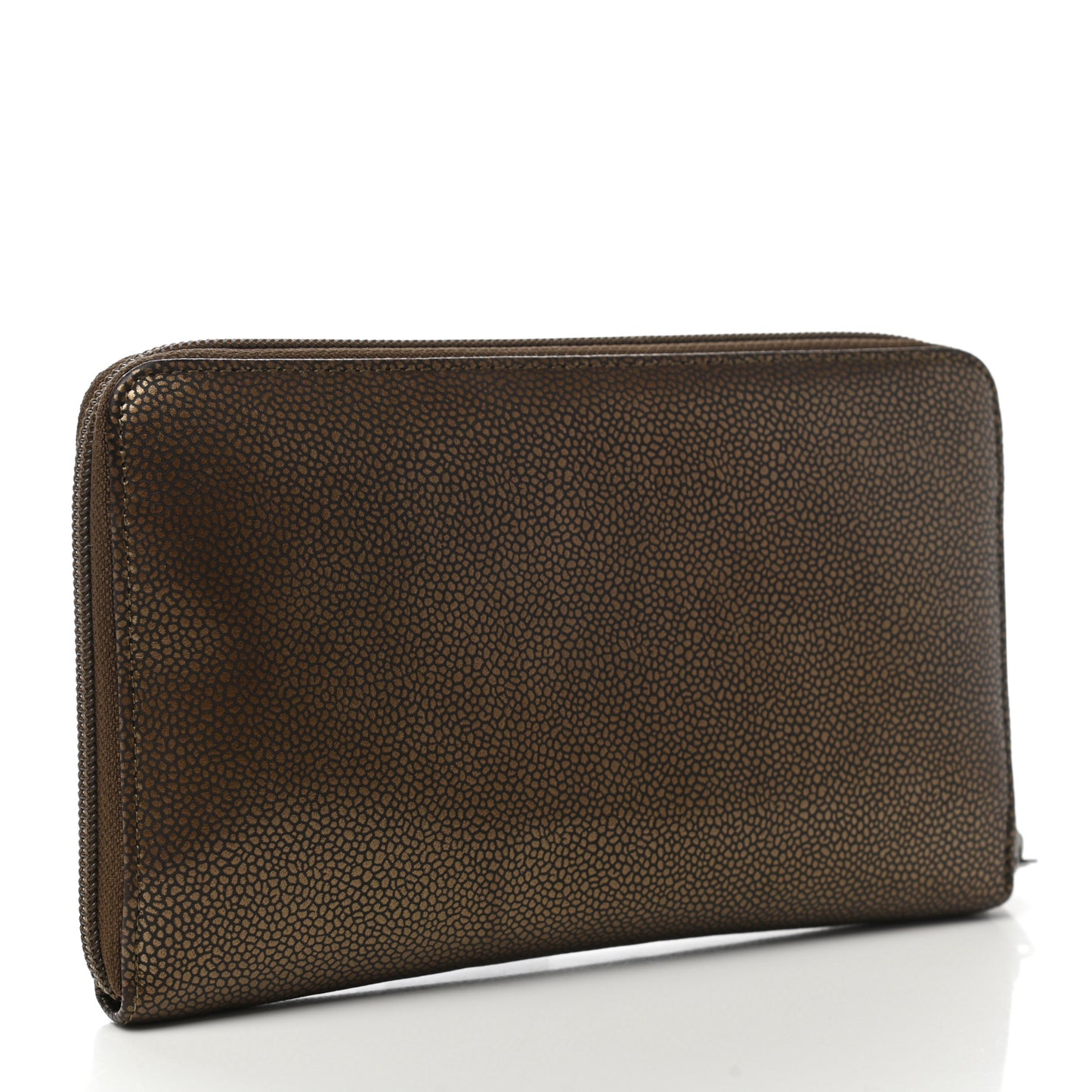 Metallic Caviar Timeless CC Travel Zip Wallet Bronze