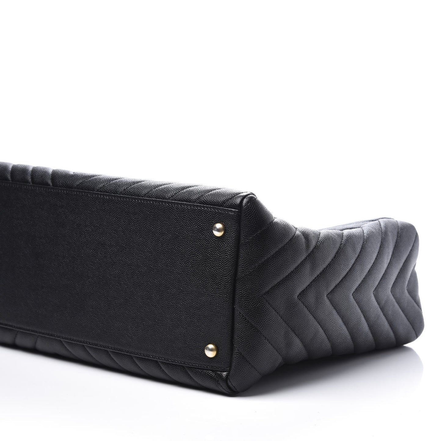 Caviar Chevron Quilted Coco Handle Shopping Tote Black
