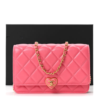Chanel Lambskin Plexiglass Quilted Coco Love Wallet On Chain WOC Pink 12 of 12