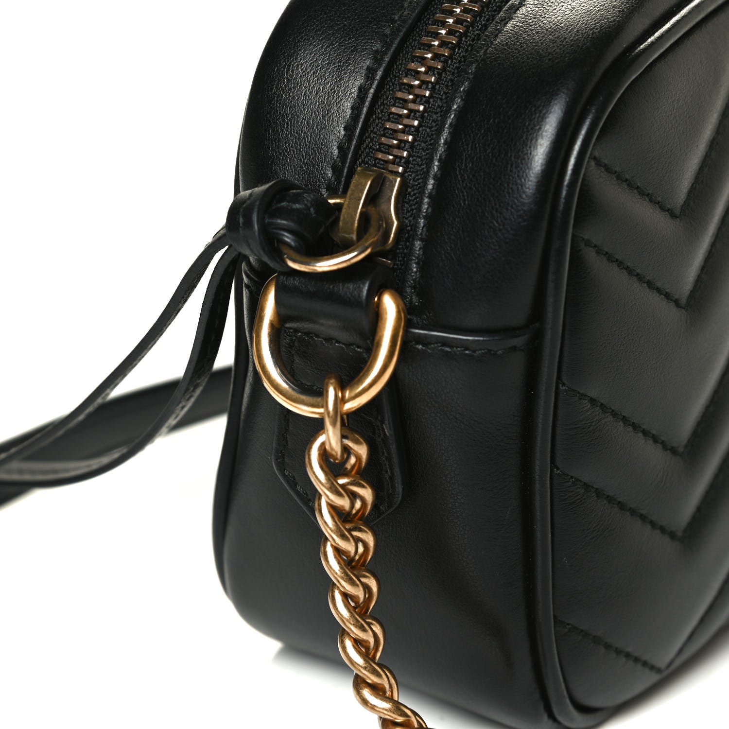 Gucci Calfskin Matelasse Mini GG Marmont Chain Shoulder Bag Black 9 of 12