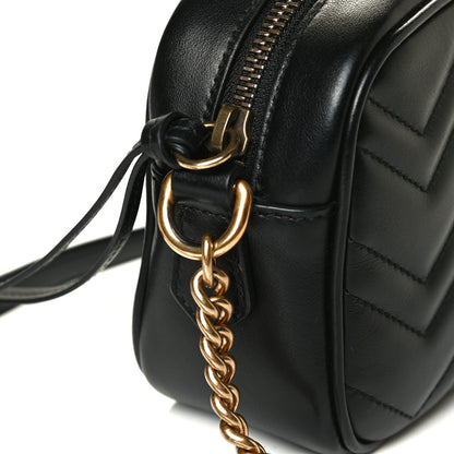 Gucci Calfskin Matelasse Mini GG Marmont Chain Shoulder Bag Black 9 of 12