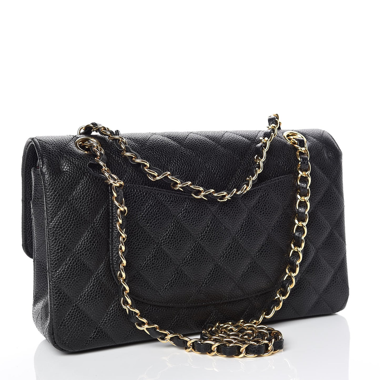 Caviar Quilted Medium Double Flap Black