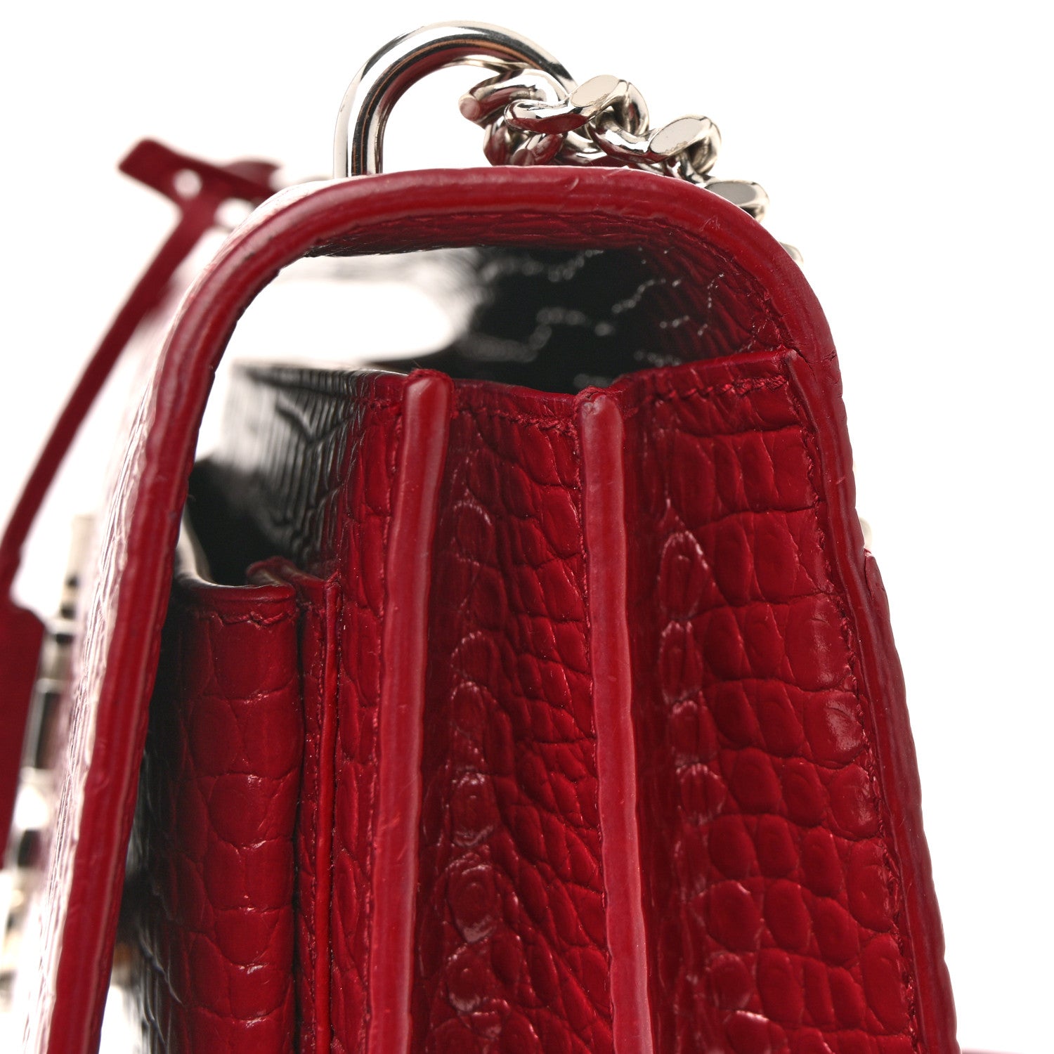 Saint Laurent Calfskin Crocodile Embossed Medium Monogram Sunset