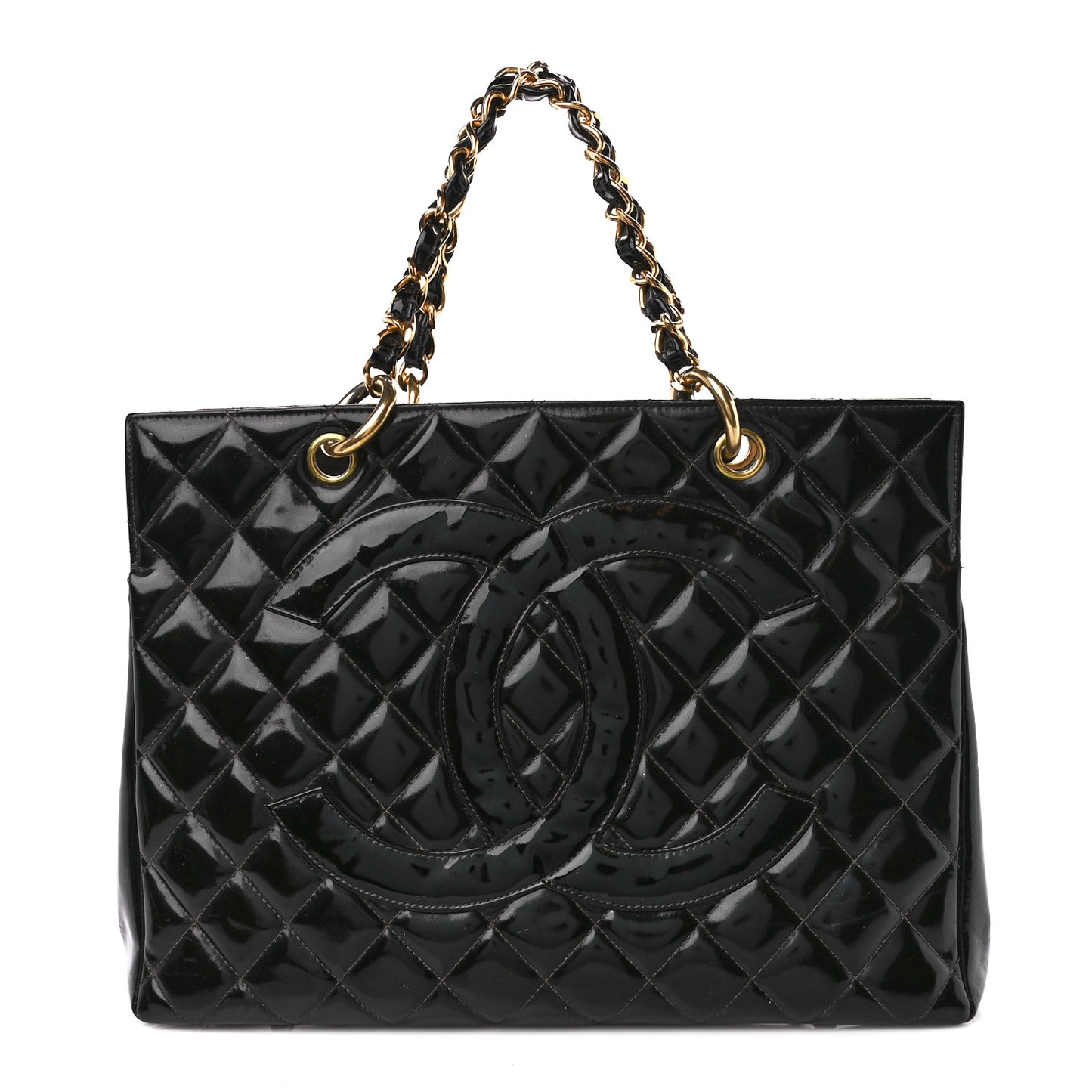 Patent Quilted Grand Shopping Tote GST Black