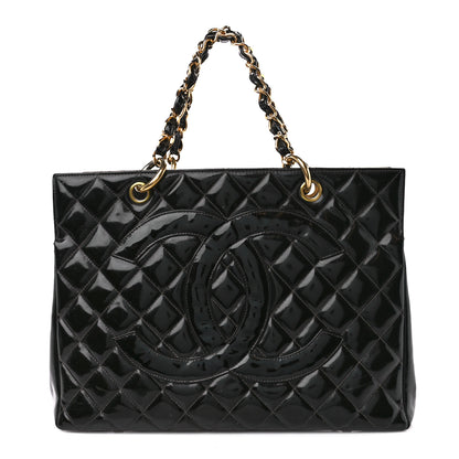 Chanel Patent Quilted Grand Shopping Tote GST Black 1 of 14