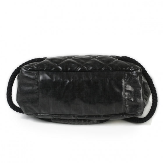 Coated Canvas Large CC Yacht Tote Black White