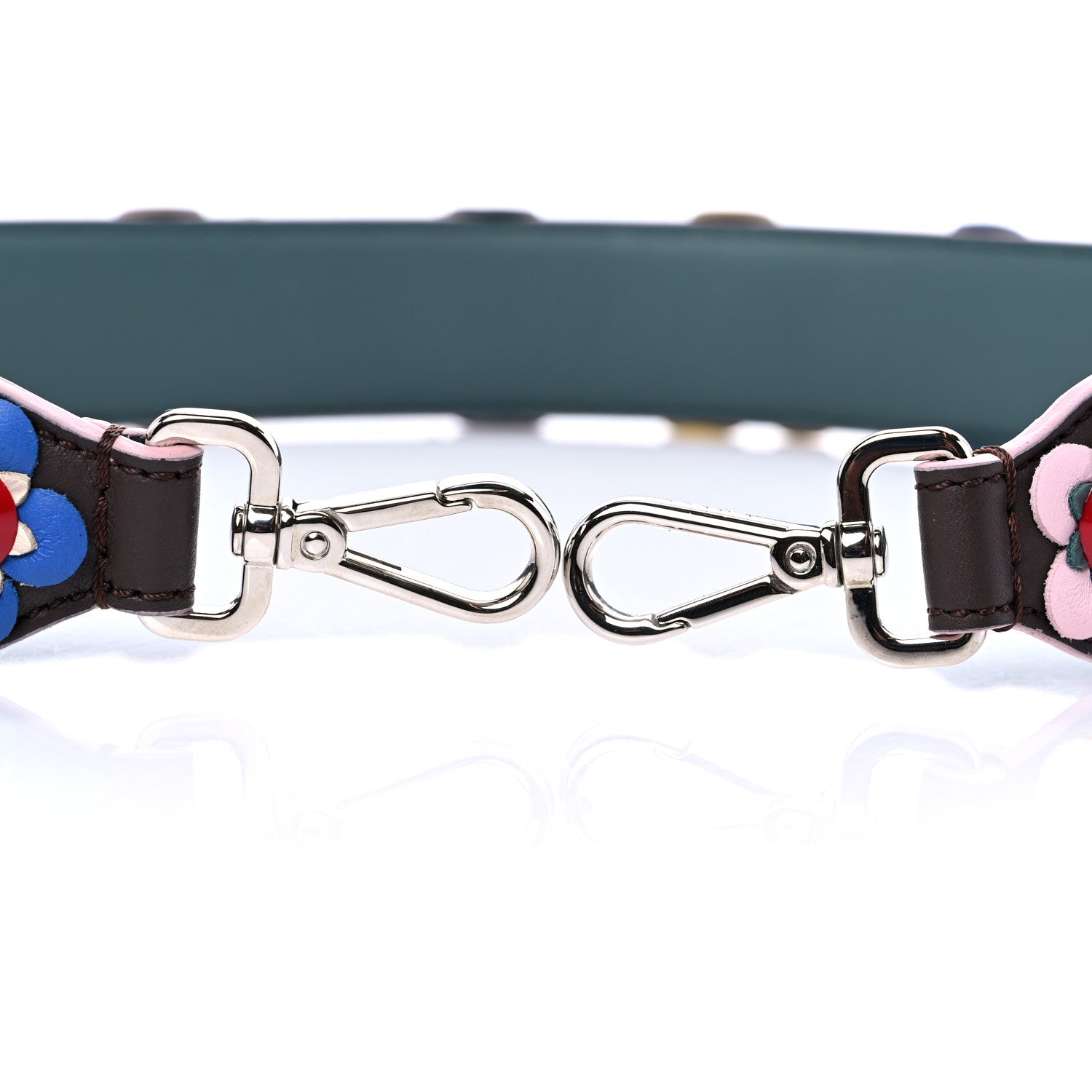 Fendi Vitello Dolce Flowerland Studded Strap You Moresco Malachite 5 of 5