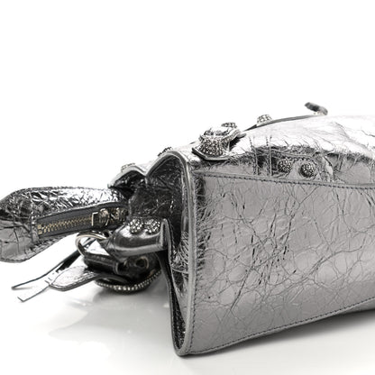 Balenciaga Agneau Arena Crystal Neo Cagole Handbag XS Silver 9 of 10