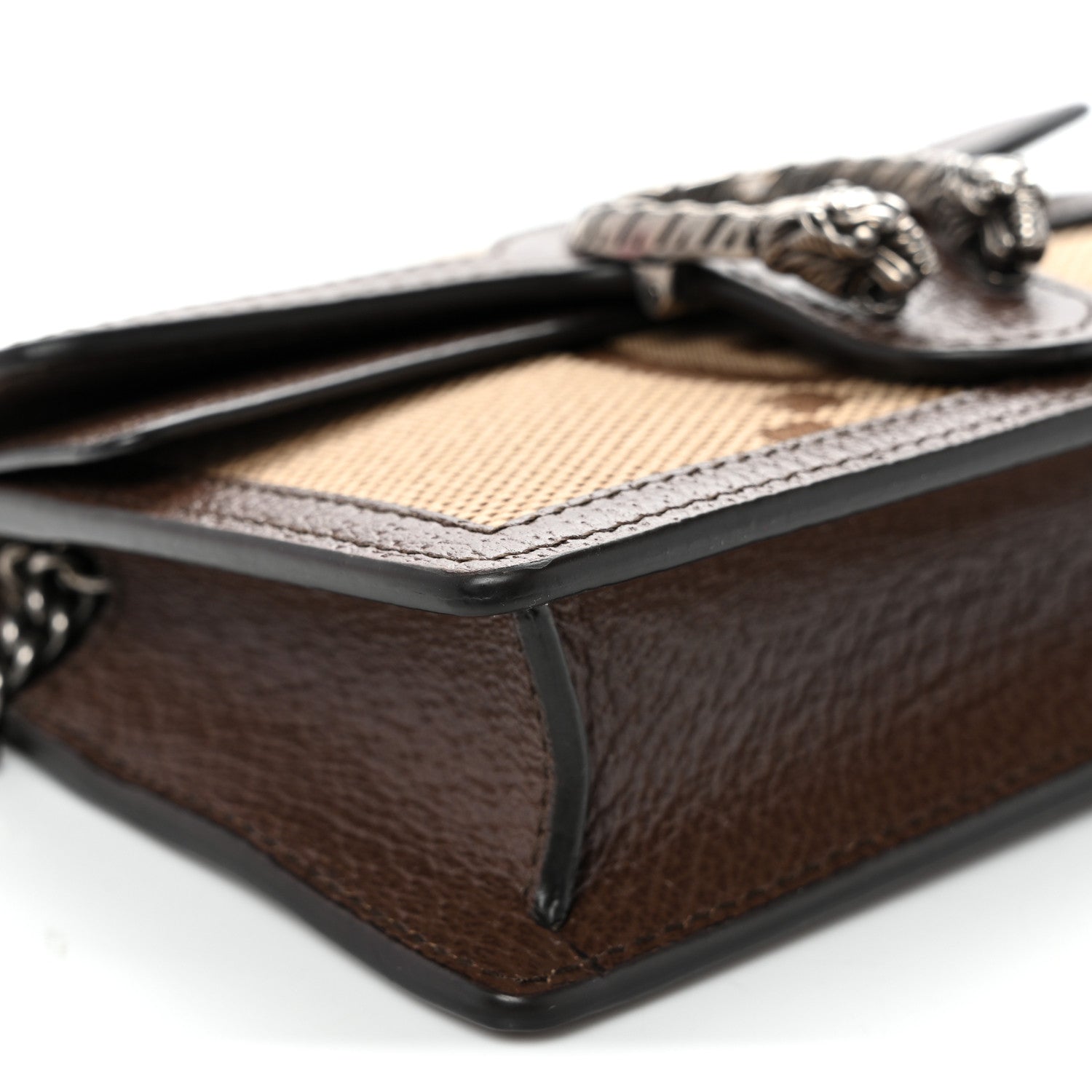 Gucci Monogram Jumbo GG Textured Dollar Calfskin Super Mini Dionysus Shoulder Bag Camel Ebony New Acero 8 of 9