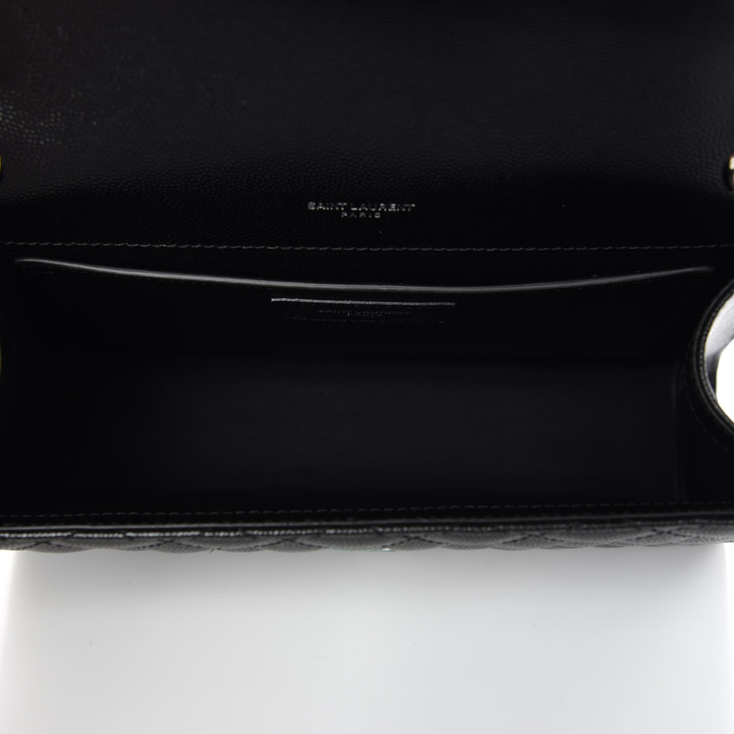 Saint Laurent Grain De Poudre Textured Mixed Matelasse Triquilt Medium Monogram Satchel Black 7 of 8