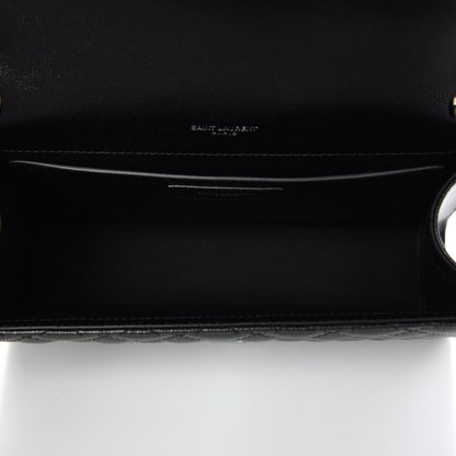 Saint Laurent Grain De Poudre Textured Mixed Matelasse Triquilt Medium Monogram Satchel Black 7 of 8