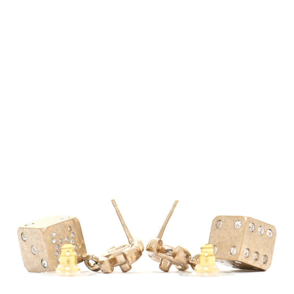 Chanel Crystal CC Turnlock Dice Drop Earrings Gold 3 of 6