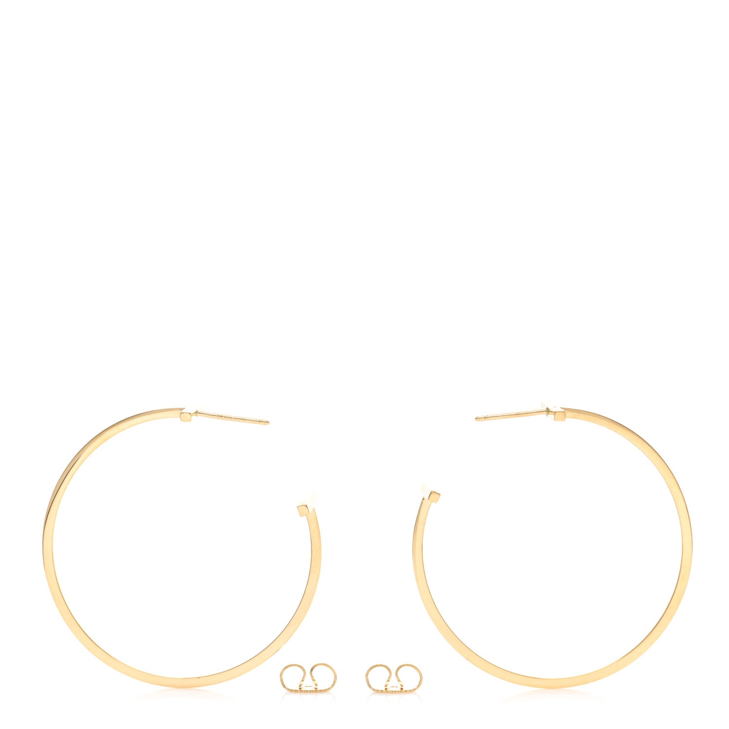 Tiffany 18K Yellow Gold Extra Large T Wire Hoop Earrings 3 of 3