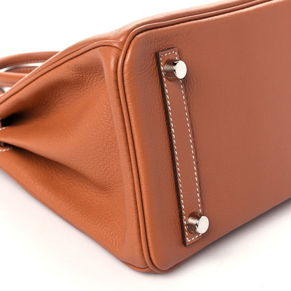 Hermes Taurillon Novillo Verso Birkin 25 Gold Gris Tourterelle 9 of 11