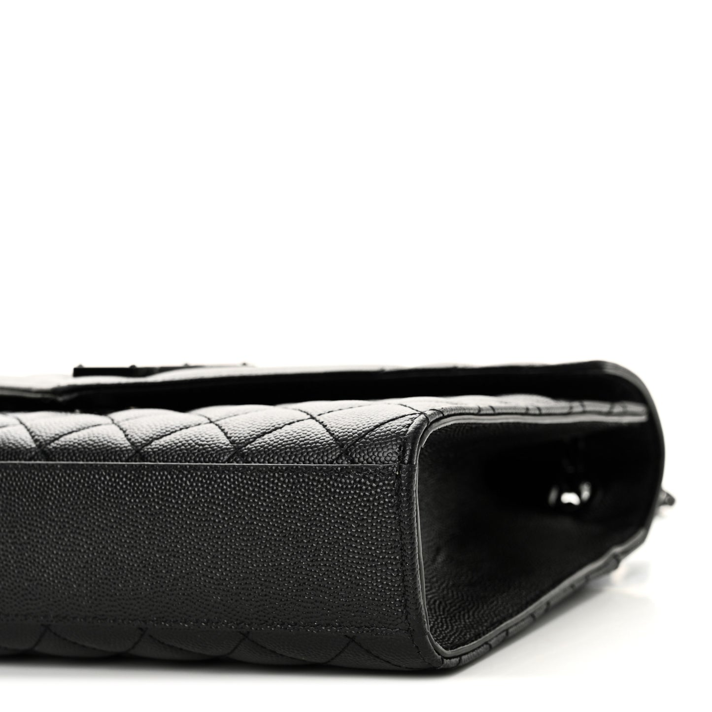 Grain De Poudre Textured Mixed Matelasse Triquilt Medium Monogram Monochrome Satchel Black
