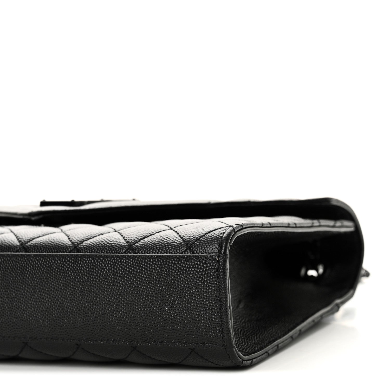Saint Laurent Grain De Poudre Textured Mixed Matelasse Triquilt Medium Monogram Monochrome Satchel Black 9 of 9