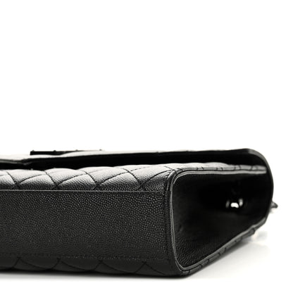 Saint Laurent Grain De Poudre Textured Mixed Matelasse Triquilt Medium Monogram Monochrome Satchel Black 9 of 9
