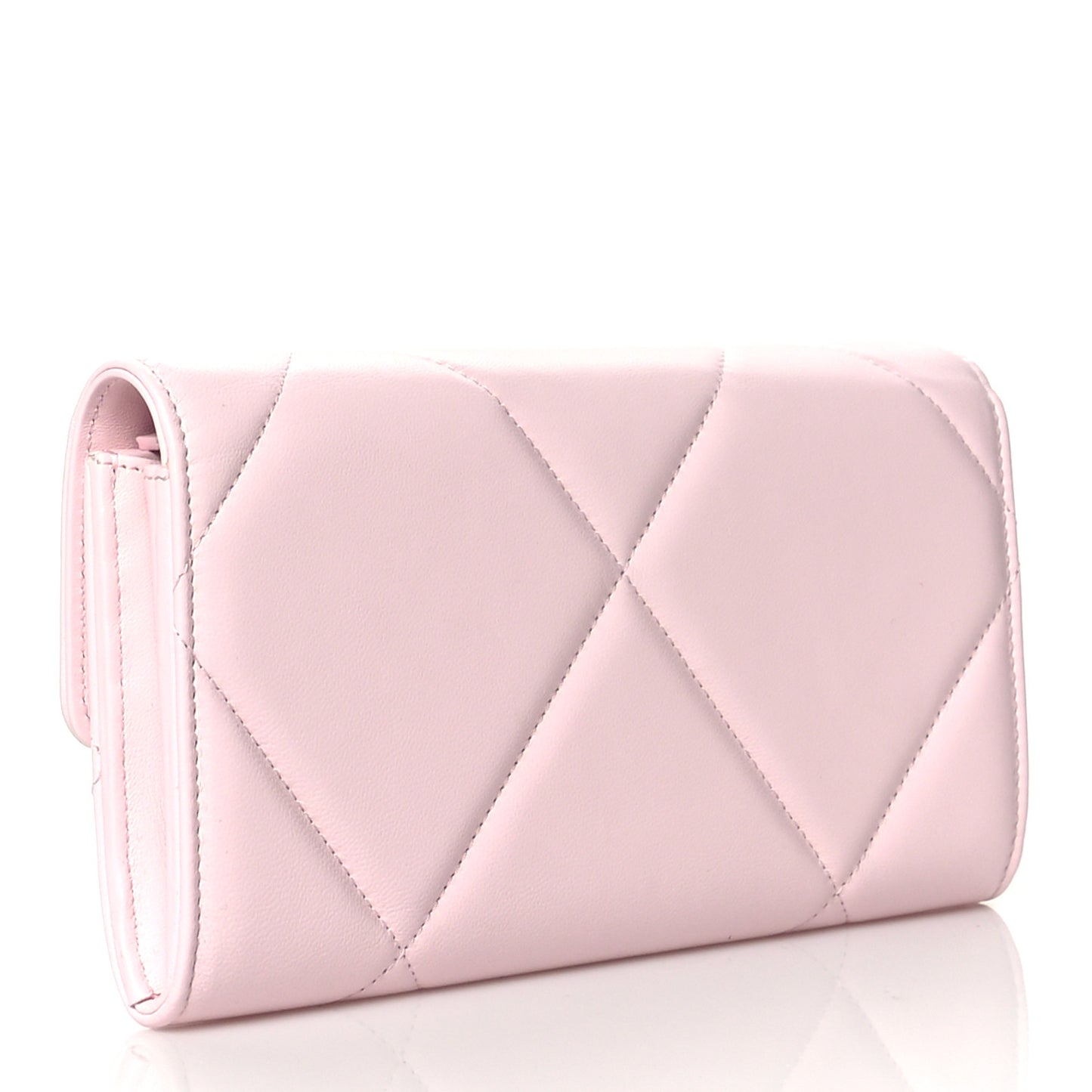 Lambskin Quilted Chanel 19 Flap Wallet Light Pink