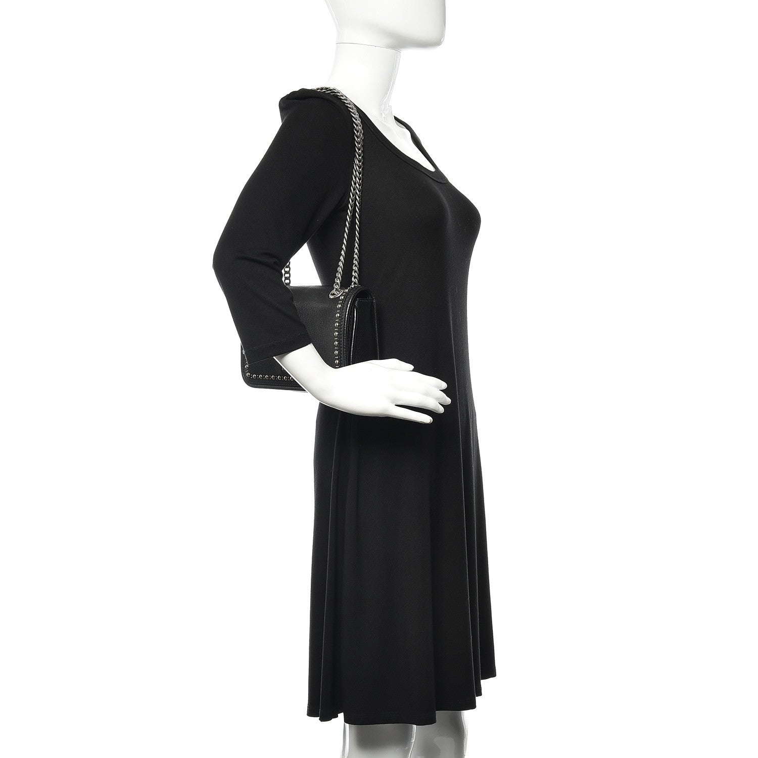 Miu Miu Goatskin Madras Borchie Shoulder Bag Black 2 of 11