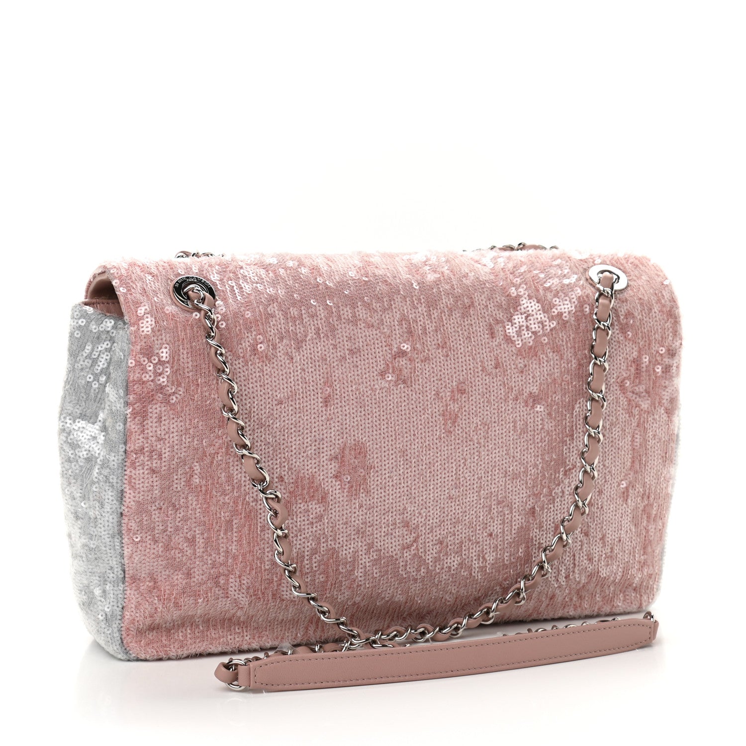 Chanel Sequin Large Waterfall Flap Light Pink Blue Yellow 3 of 10