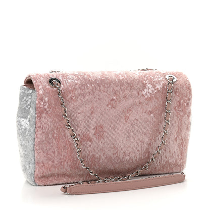 Chanel Sequin Large Waterfall Flap Light Pink Blue Yellow 3 of 10