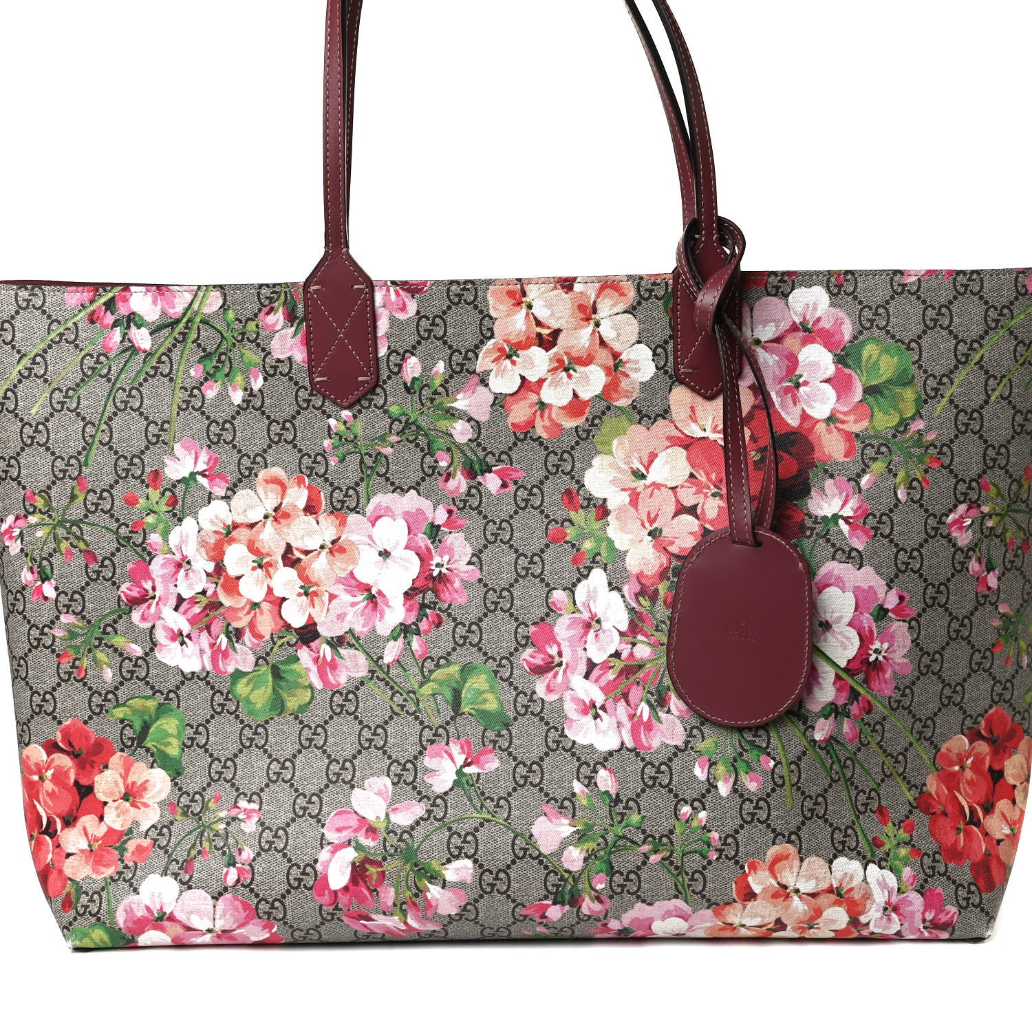 Gucci GG Supreme Monogram Blooms Large Reversible Tote Beige Multicolor Dry Rose 8 of 14